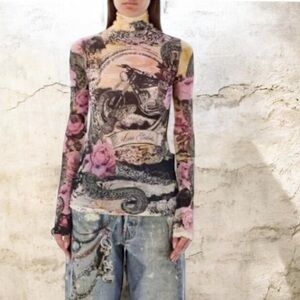 Acne Studios Denise Moto Frame Semi Sheer Top